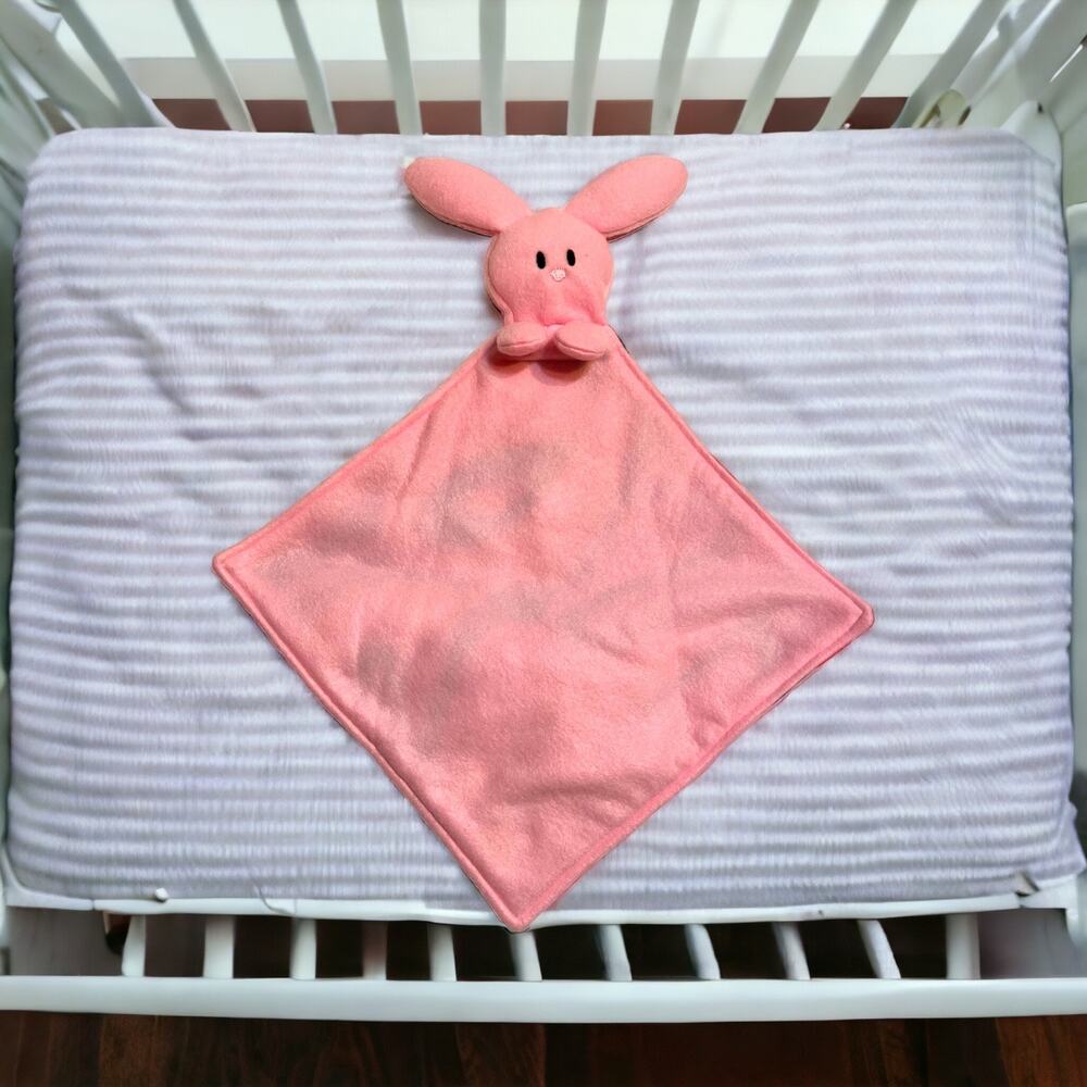 Pink Bunny rabbit Handmade baby child lovey pink swirl security blanket plush